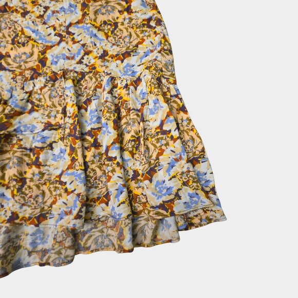 Free People Nadia Floral Wrap Mini Skirt Yellow 4 Romantic Boho Indy Flowy NWT - Picture 3 of 13